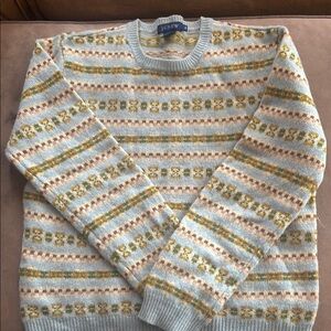 J. Crew Womens Patterned Sweater - Cream and Green
